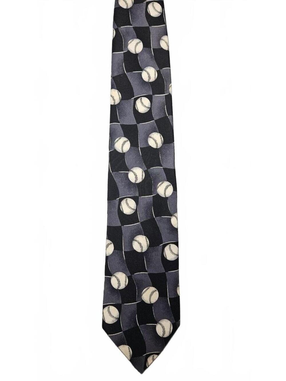 Crescent Bay Baseball Tie Black Gray Novelty Sports Coach